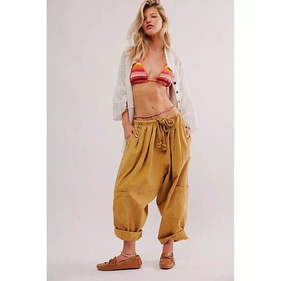 Free People Kahlani Harem Pull-On Cropped Pants Tapered-Leg Slouchy M NEW 282783 - Picture 1 of 8